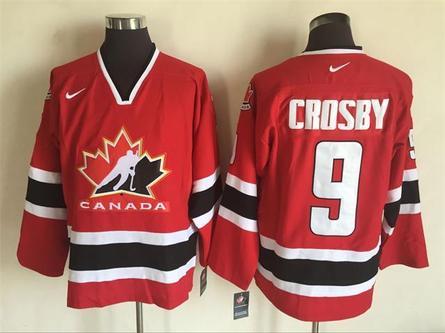 NHL Olympics #9 Crosby Red Throwback Jersey