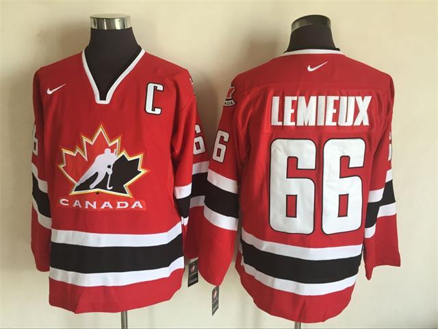 NHL Olympics #66 Lemieux Red Throwback Jersey