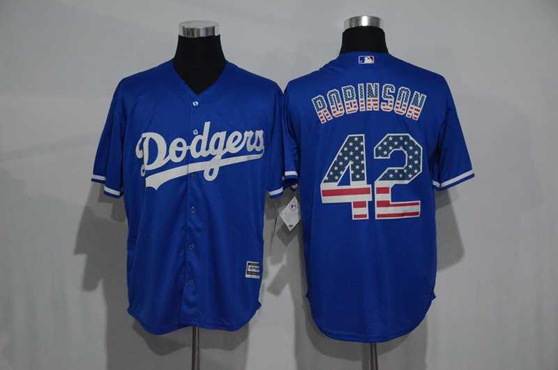 MLB Los Angeles Dodgers #42 Robinson Blue USA Flag Jersey