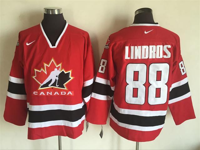 NHL Olympics #88 Lindros Red Throwback Jersey