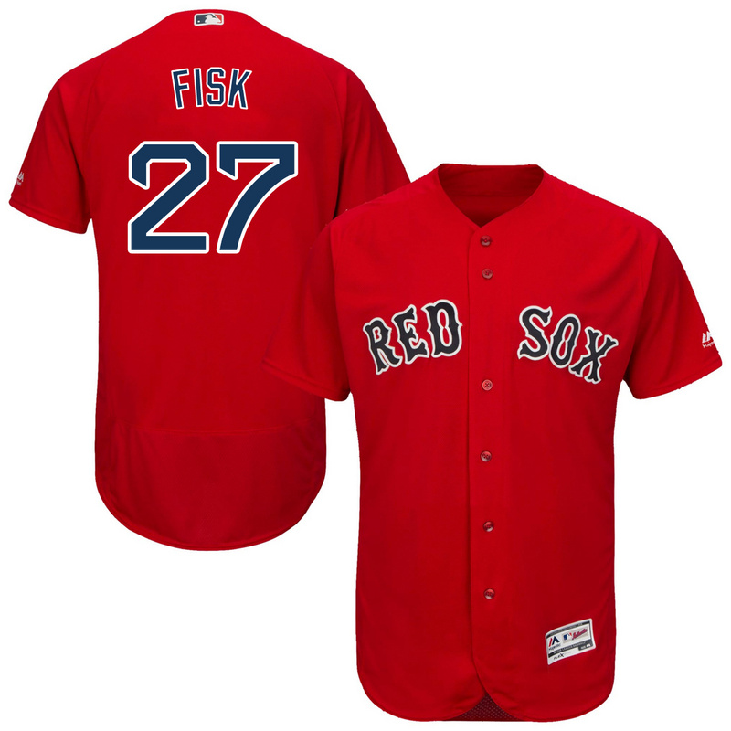 MLB Boston Red Sox #27 Fisk Red Elite Jersey