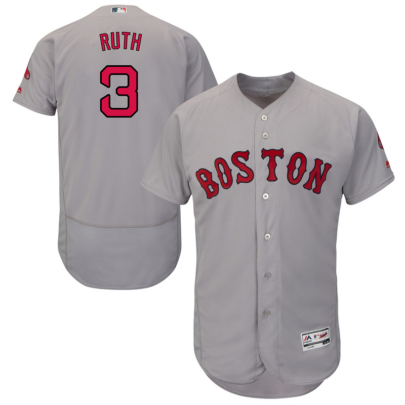 MLB Boston Red Sox #3 Ruth Grey Elite Jersey