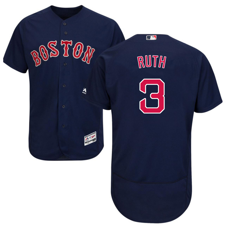 MLB Boston Red Sox #3 Ruth Blue Elite Jersey
