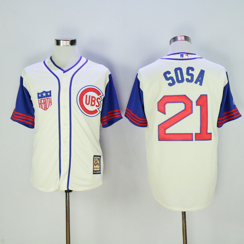 MLB Chicago Cubs #21 Sosa Cream 1942 Throwback Jersey