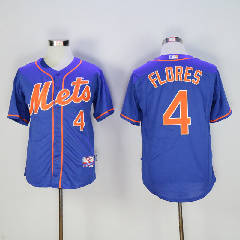 MLB New York Mets #4 Flores Blue Jersey