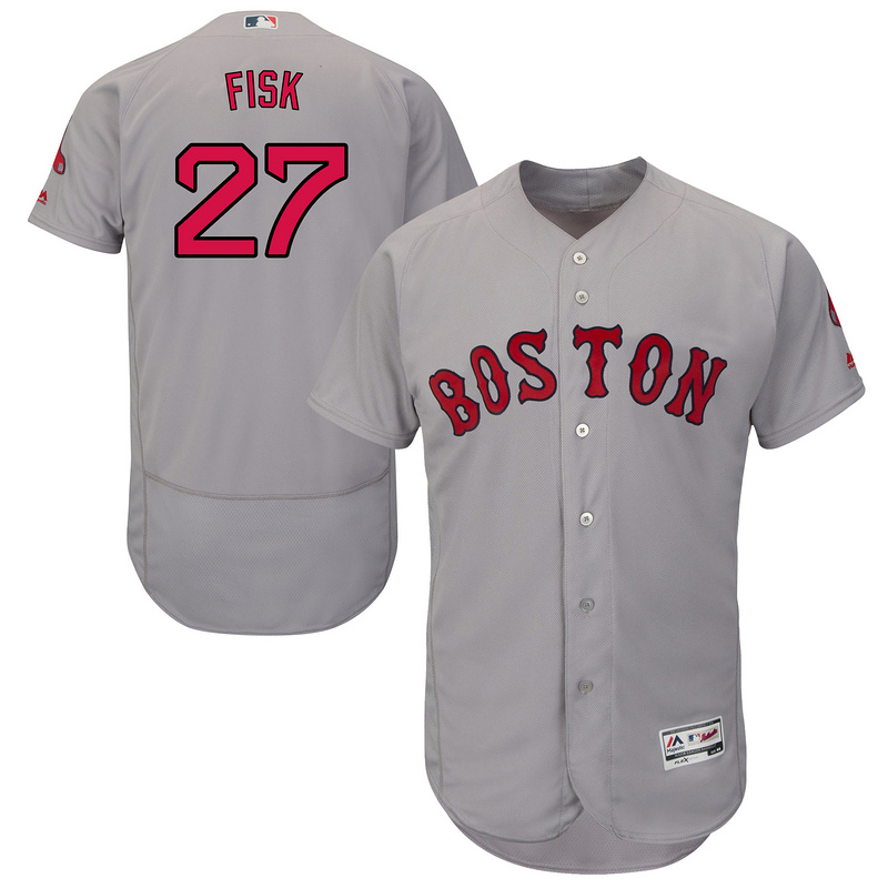 MLB Boston Red Sox #27 Fisk Grey Elite Jersey