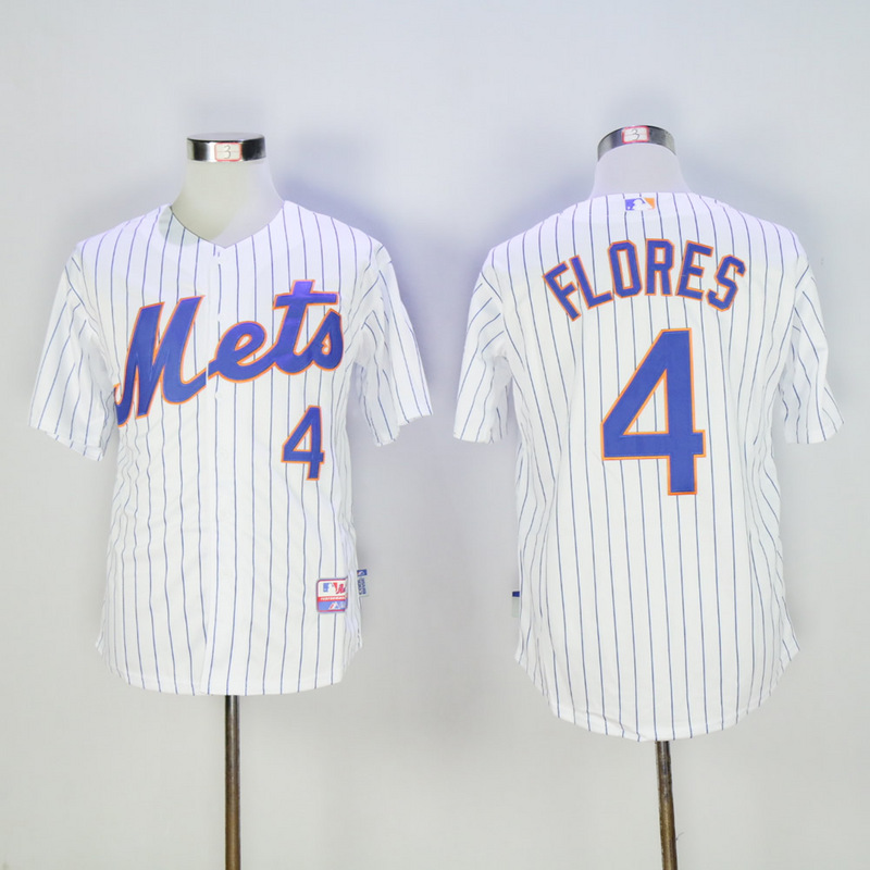MLB New York Mets #4 Flores White Jersey