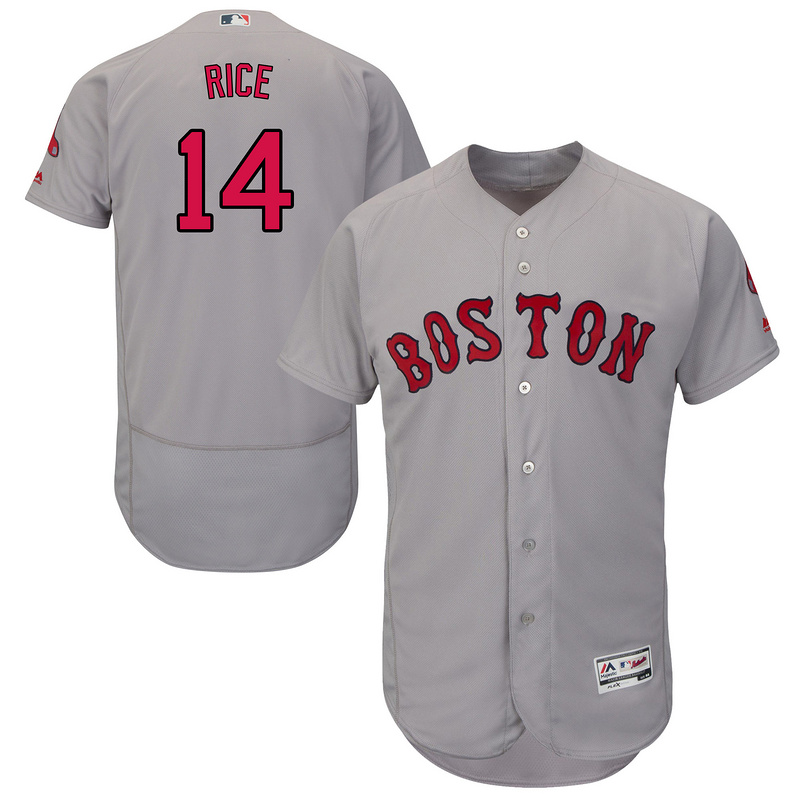 MLB Boston Red Sox #14 Rice Grey Elite Jersey