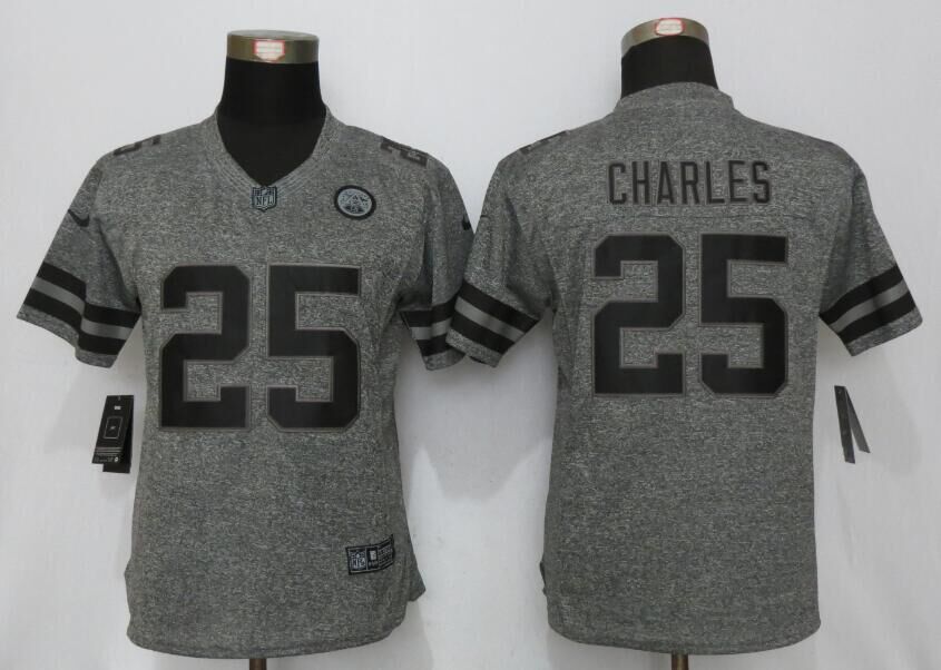 Women Nike New Kansas City Chiefs 25 Charles Gridiron Gray Limited Jersey