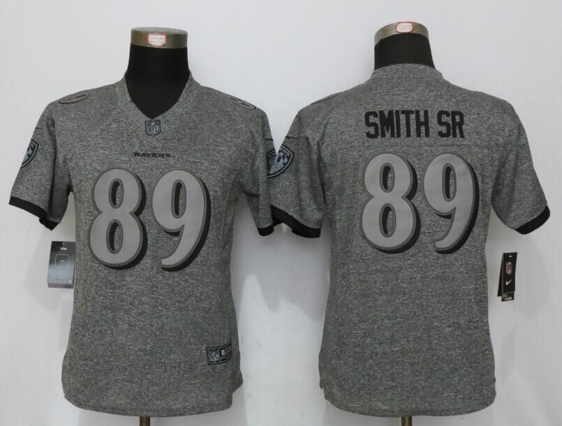 Women New Nike Baltimore Ravens 89 Smith sr Gridiron Gray Limited Jersey