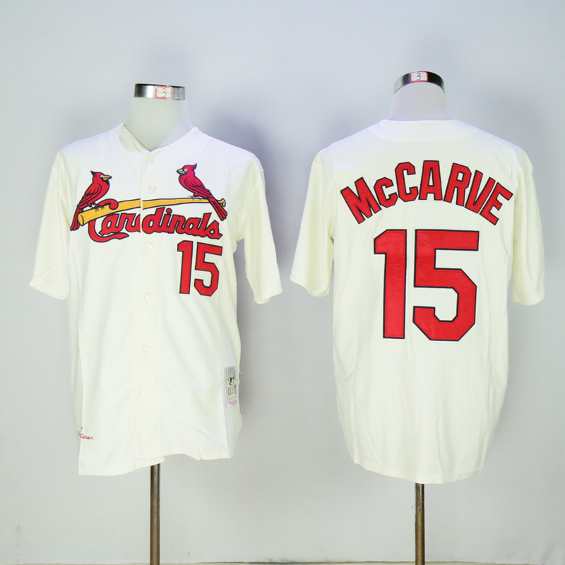 MLB St. Louis Cardinals #15 McCarve 1967 Throwback Cream Jersey