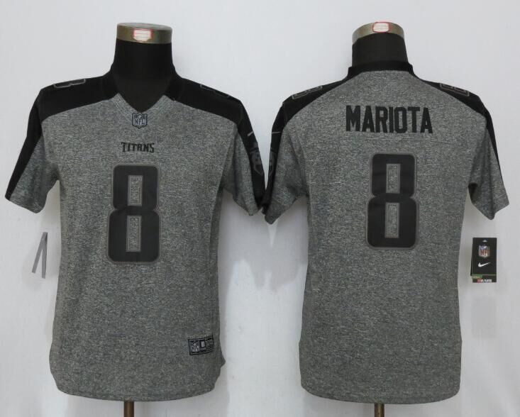 Women Nike New Tennessee Titans 8 Mariota Gridiron Gray Limited Jersey