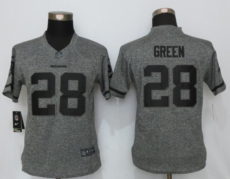 Women New Nike Washington Redskins 28 Green Gridiron Gray Limited Jersey