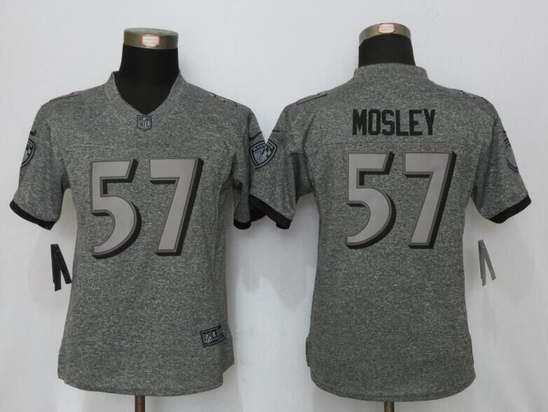 Women New Nike Baltimore Ravens 57 Mosley Gridiron Gray Limited Jersey