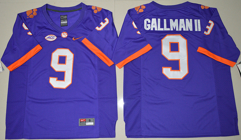NCAA Clemson Tigers Wayne Gallman II 9 College Purple Limited Jersey 