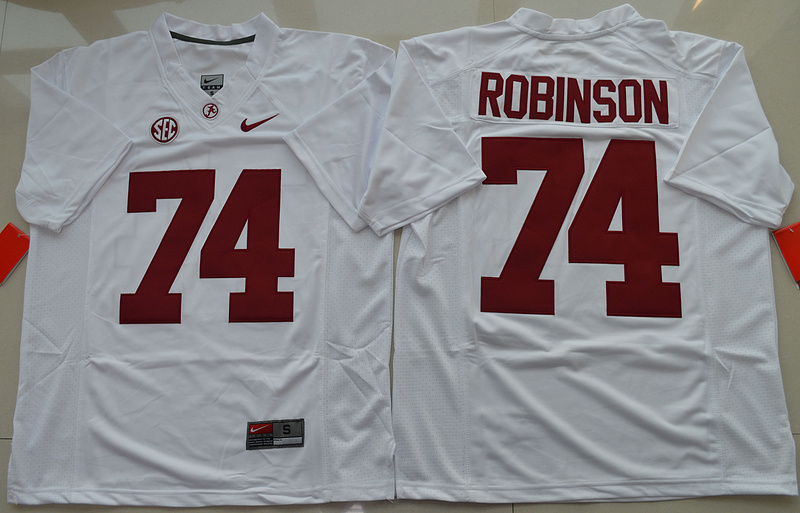 NCAA Alabama Crimson Tide Cam Robinson 74 College White Limited Jersey 