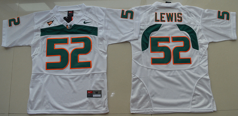 Youth Miami Hurricanes Ray Lewis 52 College Football Jersey White 
