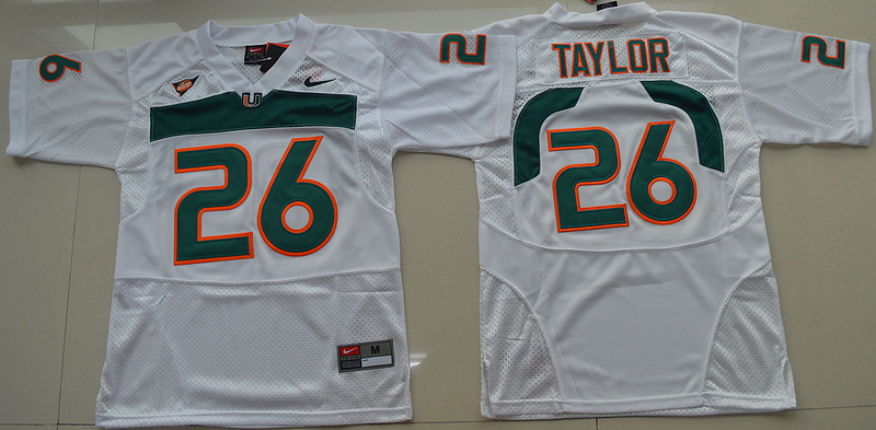 Youth Miami Hurricanes Sean Taylor 26 College Football Jersey White 