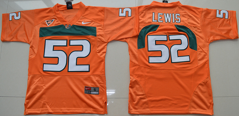 Youth Miami Hurricanes Ray Lewis 52 College Orange Jersey 
