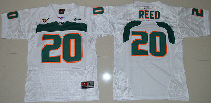 NCAA Youth Miami Hurricanes Ed Reed 20 College Football White Jersey 