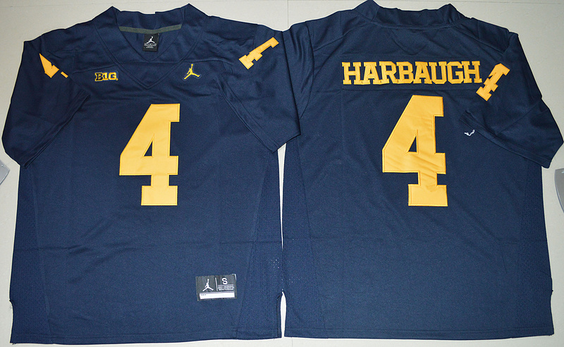 Jordan Brand Michigan Wolverines Jim Harbaugh 4 College Blue Limited Jersey 