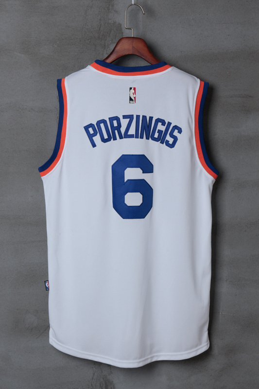 NBA New York Knicks #6 Porzingis White Throwback Jersey