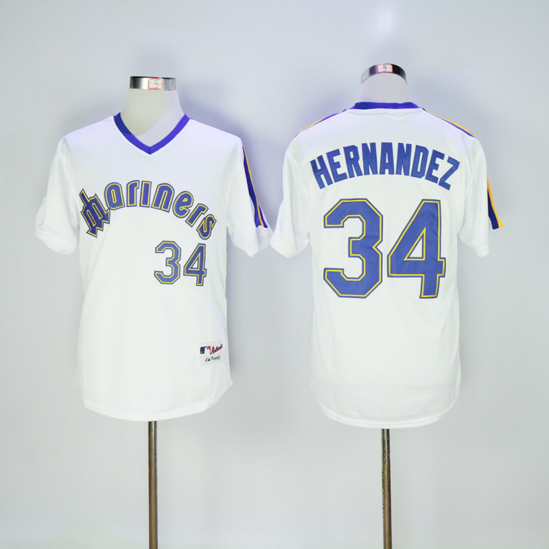 MLB Seattle Mariners #34 Hernandez White M&N 1984 Jersey
