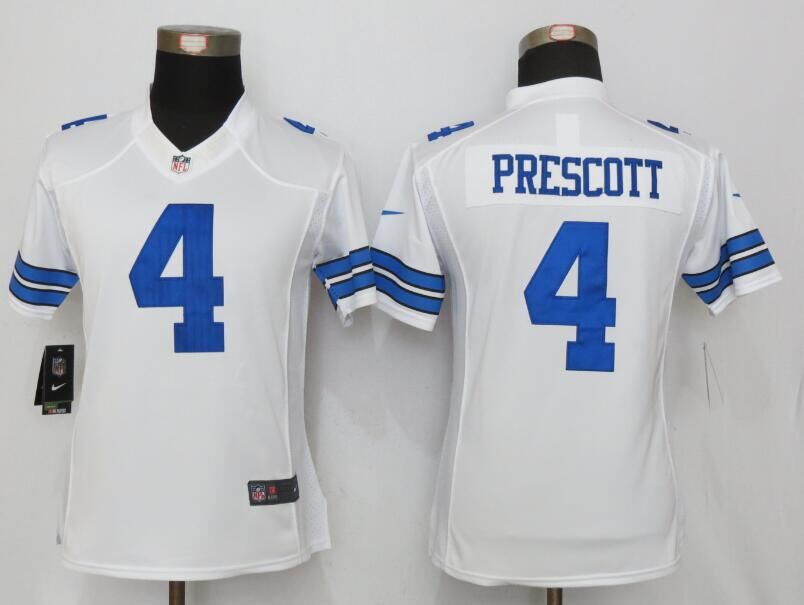 Women Nike Dallas cowboys 4 Prescott White Limited Jersey  