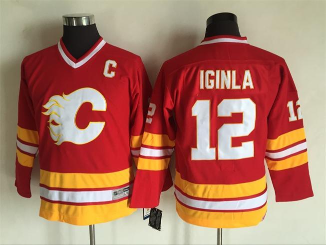 NHL Calgary flames #12 Iginla Red Youth Jersey with C Patch