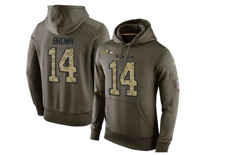 NFL Baltimore Ravens #14 Brown Salute to Service Hoodie