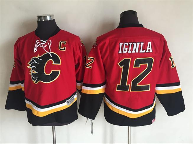 NHL Calgary Flames #12 Iginla Red Youth Jersey with C Patch