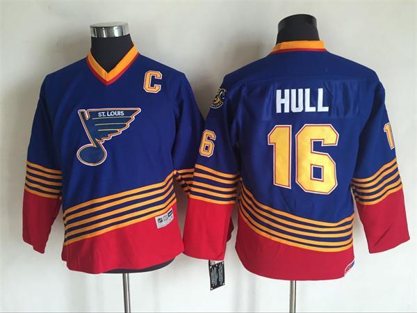 NHL St.Louis Blues #16 Hull Blue Throwback Kids Jersey