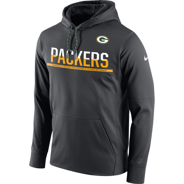 Green Bay Packers Nike Sideline Circuit Pullover Performance Hoodie Anthracite 