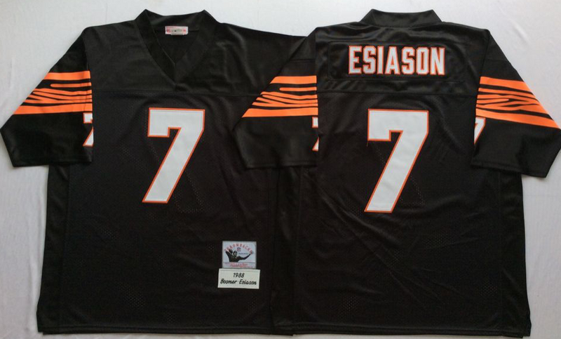 NFL Cincinatti Bengals White #7 Esiason Black Throwback Jersey