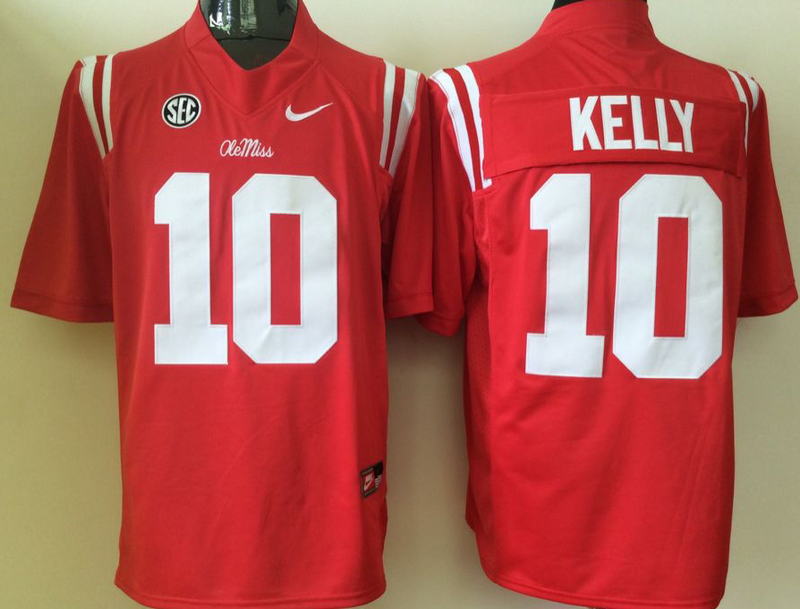 NCAA Ole Miss Rebels Red #10 Kelly Red Jersey