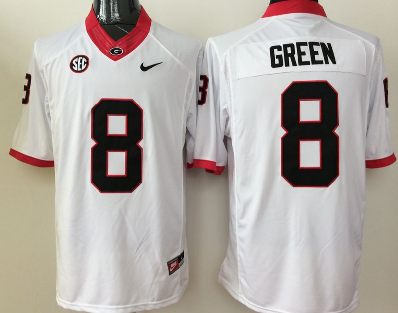 NCAA Georgia Bulldogs #8 AJ Green White College Football Jersey