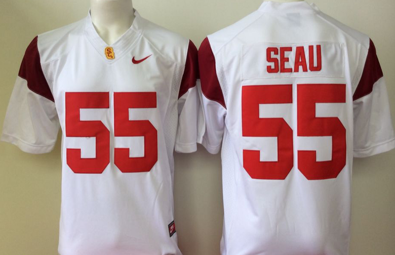 NCAA USC Trojans White #55 Seau White Jersey