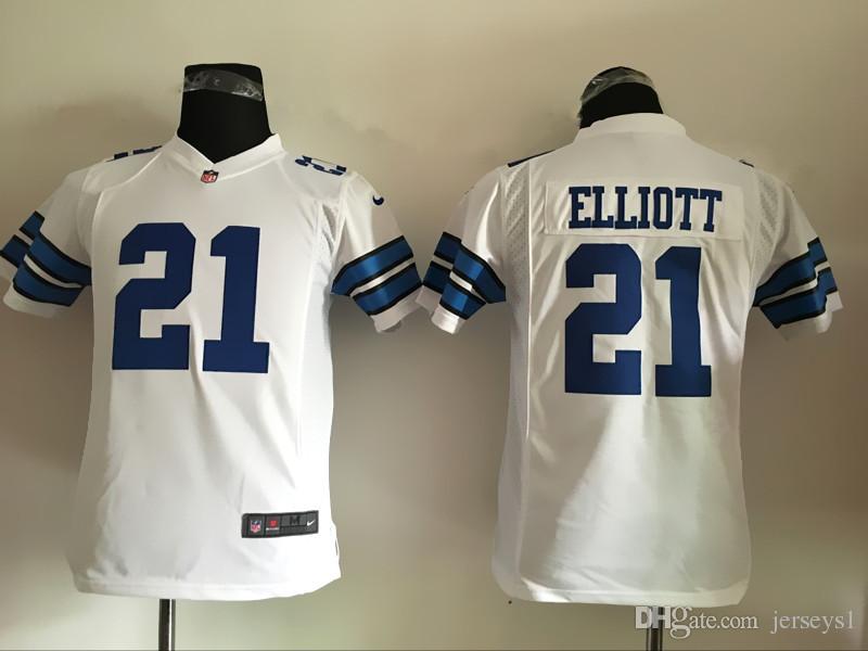 NFL Dallas Cowboys #21 Elliott White Kids Jersey