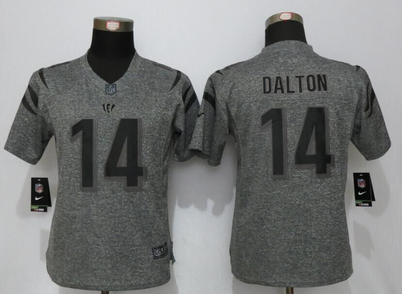 Women New Nike Cincinnati Bengals 14 Dalton Gridiron Gray Limited Jersey  