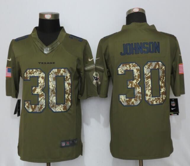 New Nike Houston Texans 30 Johnson Green Salute To Service Limited Jersey