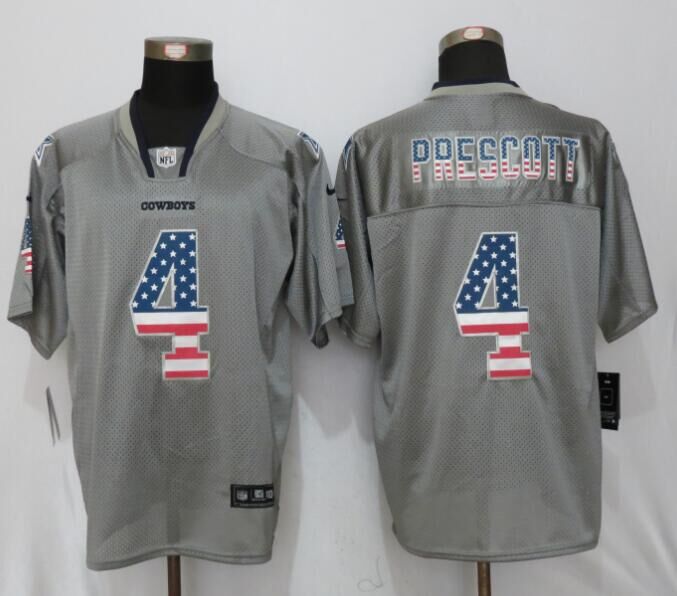 New Nike Dallas cowboys 4 Prescott USA Flag Fashion Gray Elite Jerseys