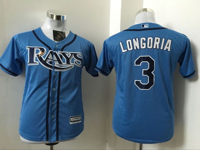 MLB Tampa Bay Rays #3 Longoria Blue Kids Jersey