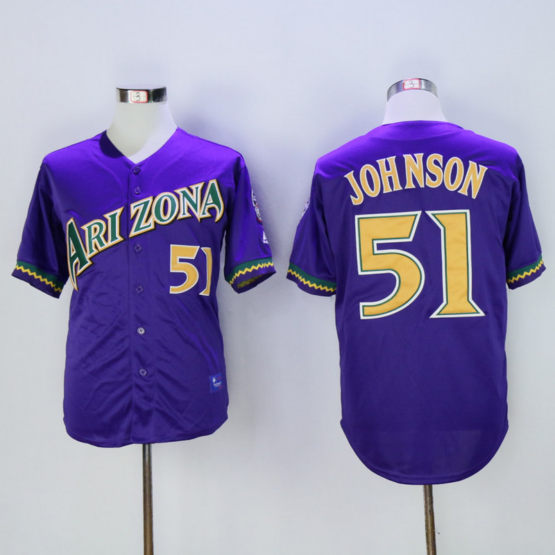 MLB Arizona Diamondbacks #51 Johnson Purple Throwback Jersey