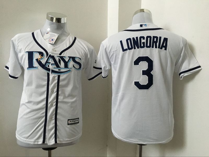 MLB Tampa Bay Rays #3 Longoria White Kids Jersey