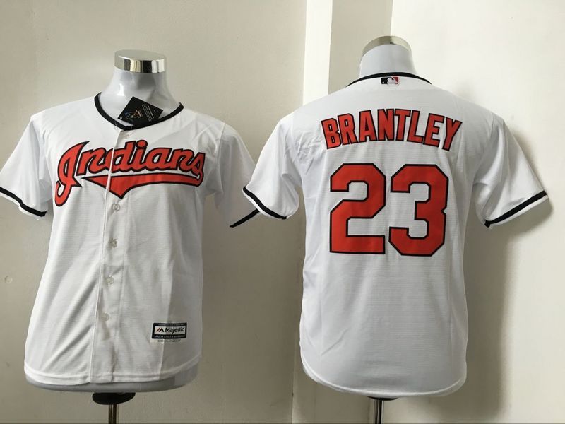 MLB Cleveland Indians #23 Brantley White Kids Jersey