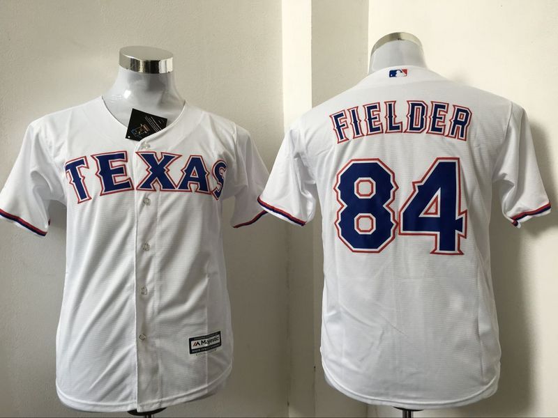 MLB Texas Rangers #84 Fielder White Kids Jersey