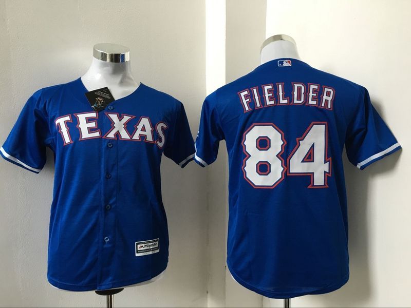 MLB Texas Rangers #84 Fielder Blue Kids Jersey