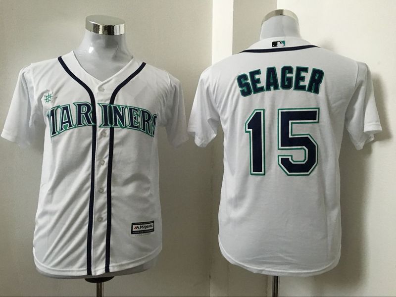 MLB Seattle Mariners #15 Seager White Kids Jersey