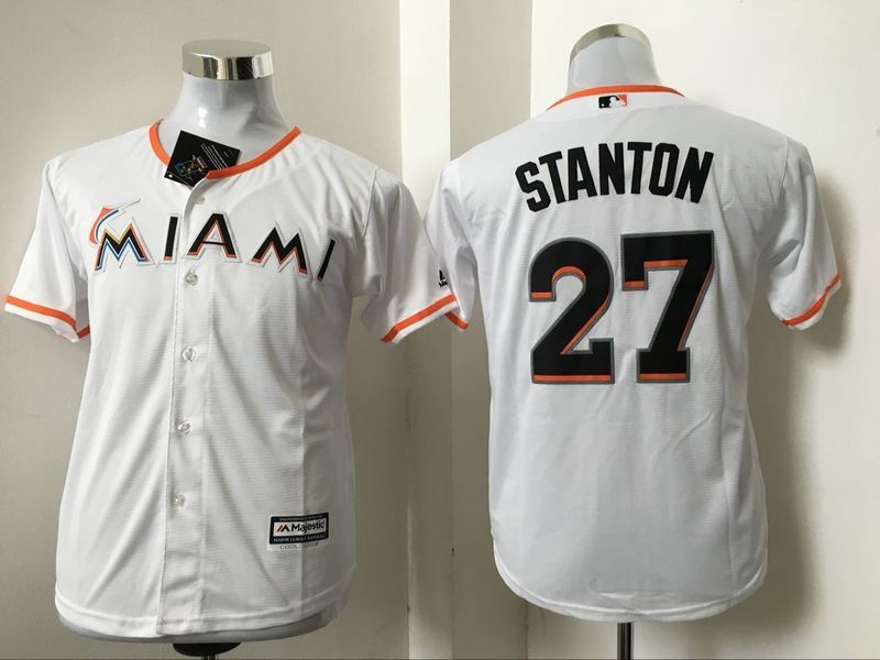 MLB Miami Marlins #27 Stanton White Kids Jersey