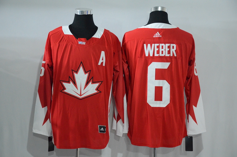 Mens Team Canada #6 Weber 2016 World Cup of Hockey Olympics Game Red Jersey